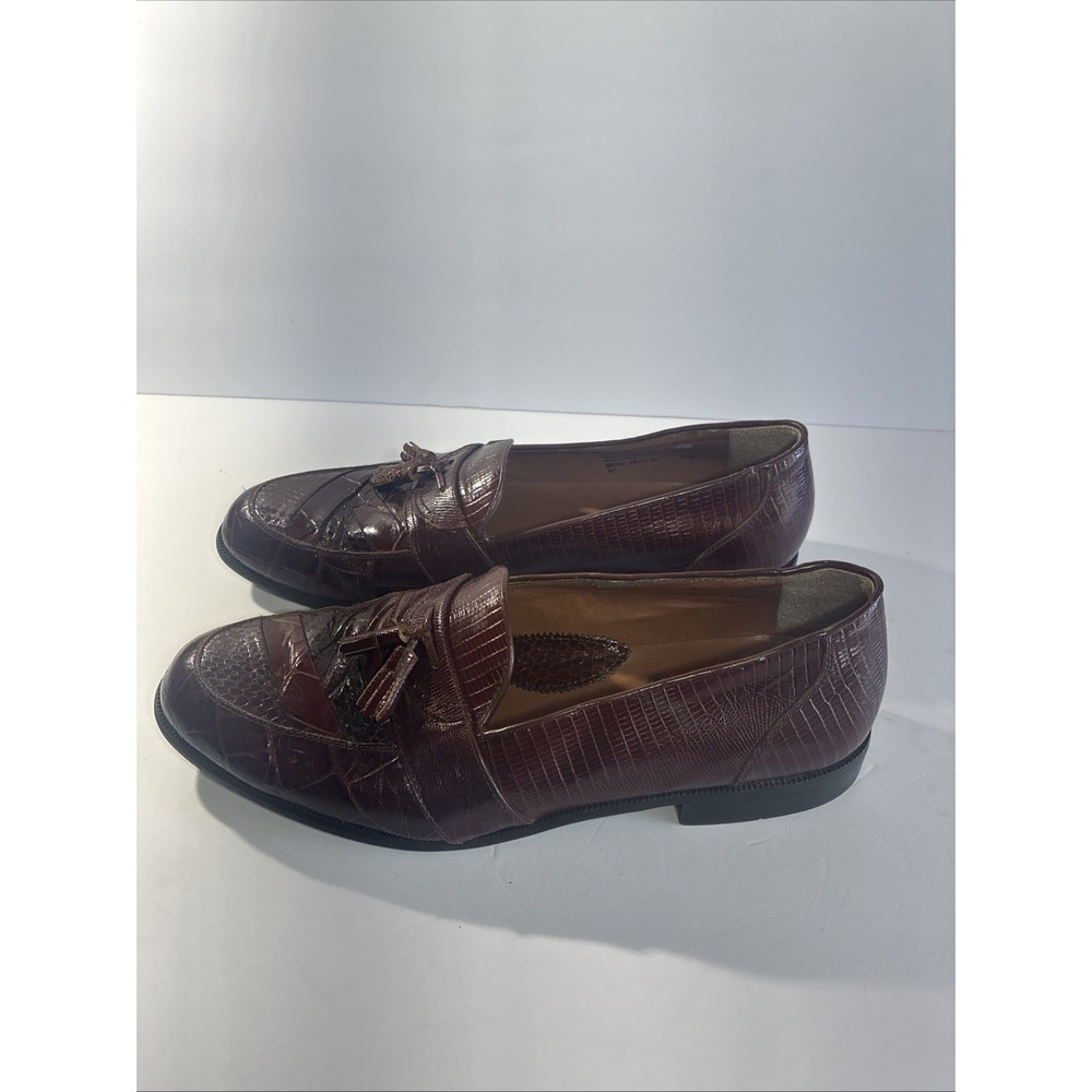 Stacy Adams Genuine Snake Leather Brown Tasseled Loafers Men's Size 14m - Picture 5 of 13